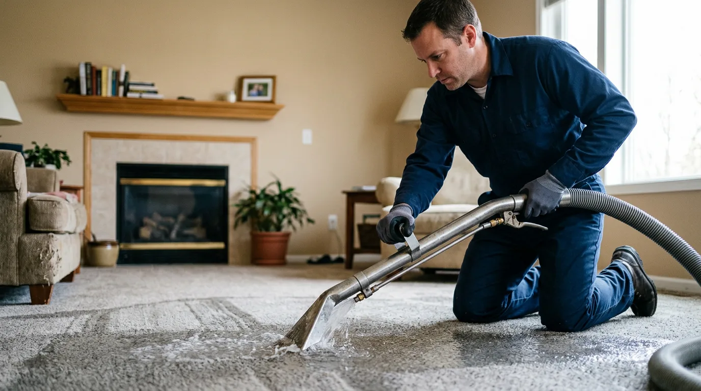 Water damage restoration technician working near Georgetown, CA